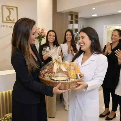 Cliente recebendo prêmio em campanha promocional