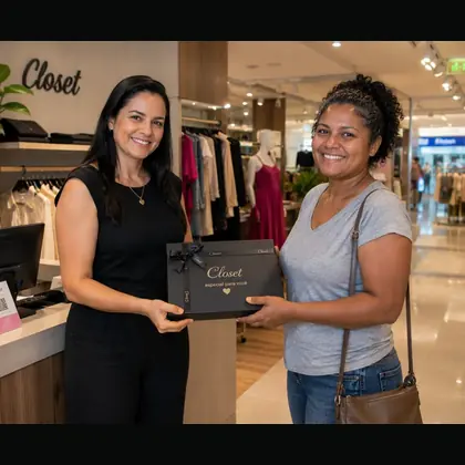 Cliente recebendo prêmio em campanha promocional