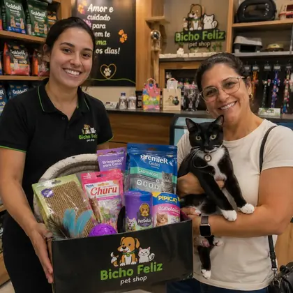 Cliente recebendo prêmio em campanha promocional