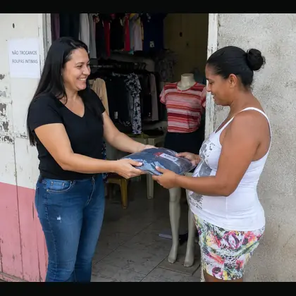 Cliente recebendo prêmio em campanha promocional