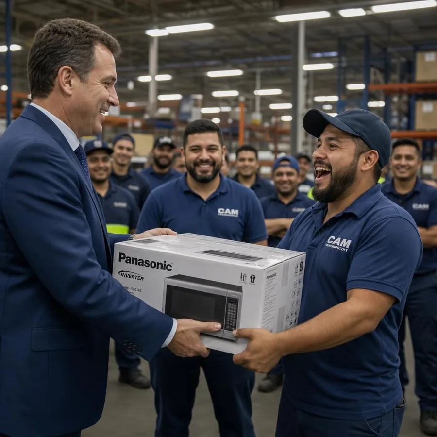 Cliente recebendo pr&ecirc;mio em campanha promocional