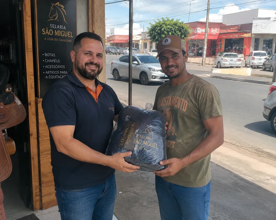 Cliente recebendo pr&ecirc;mio em campanha promocional