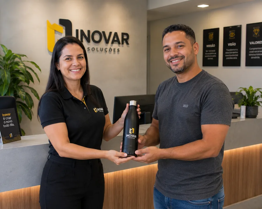 Cliente recebendo pr&ecirc;mio em campanha promocional